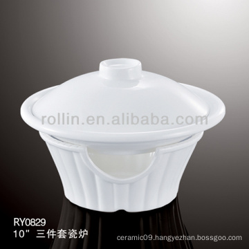 Hotel and restaurant used porcelain soup tureen,tureen with warmer and cover